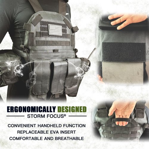 STORM FOCUS Tactical Vest for Men and Military Vest - Black Airsoft Tactical Vest Plate Carrier - Airsoft Plate Carrier Adjustable Modular Paintball Vest-Fit Adult Outdoor Cosplay