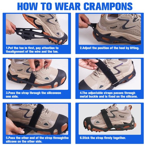 Ice Cleats Snow Traction Cleat for Boots and Shoes 28 Studs Ice Crampons for Walking on Snow and Ice Anti Slip Overshoe Rubber Ice Grippers Slip-on Stretch Footwear Medium