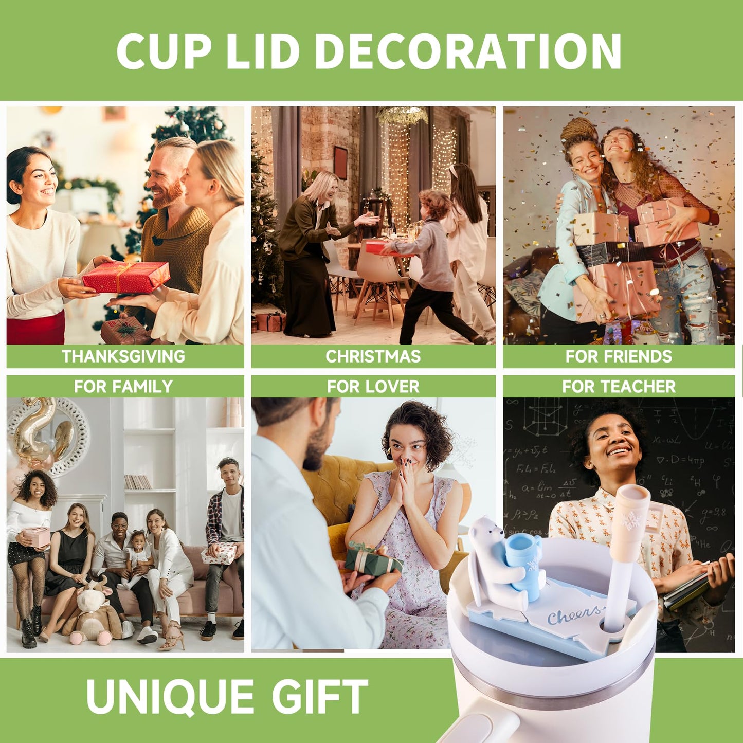 Angel Bear Name Plate with 2PCS Straw Caps for Stanley Cup Cute Funny Accessories for Man & Woman Gift (Bear Cheers 40oz Purple)