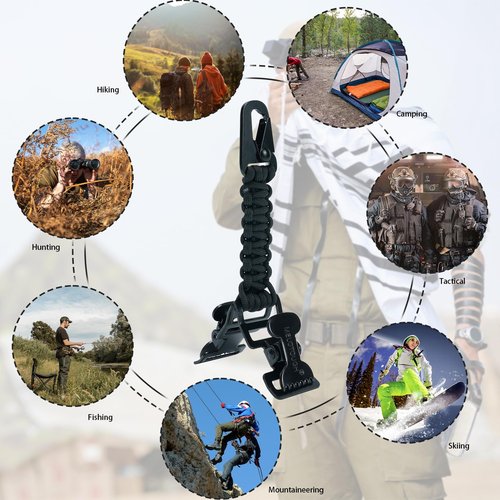 MELOTOUGH Tactical Glove Clip Paracord Glove Holders with 2 Alligator Clips for Tactical,Hiking,Hunting,Work,Outdoor Activities(Black)