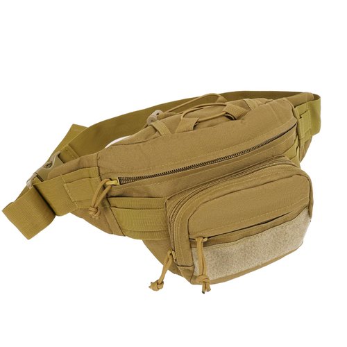 SIVIGEAR Tactical Fanny Pack for Men,Molle Waist Bag with Patch Utility Hip Belt Bumbag for Outdoor Hiking, Mountain Climbing Coyote Brown
