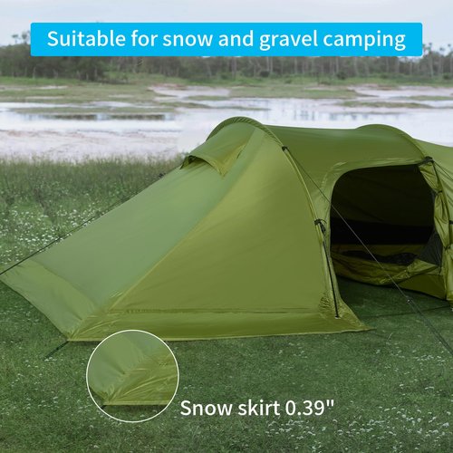 TENPLAY Camping Tent with Porch,2-3 Person,Double Layers,210T Taffeta,SBS Zipper,PU5000mm,Ultralight 11LBS,Easy Set up,2 Room 2 Doors,4 Season for Outdoor Camping Hiking Travel.