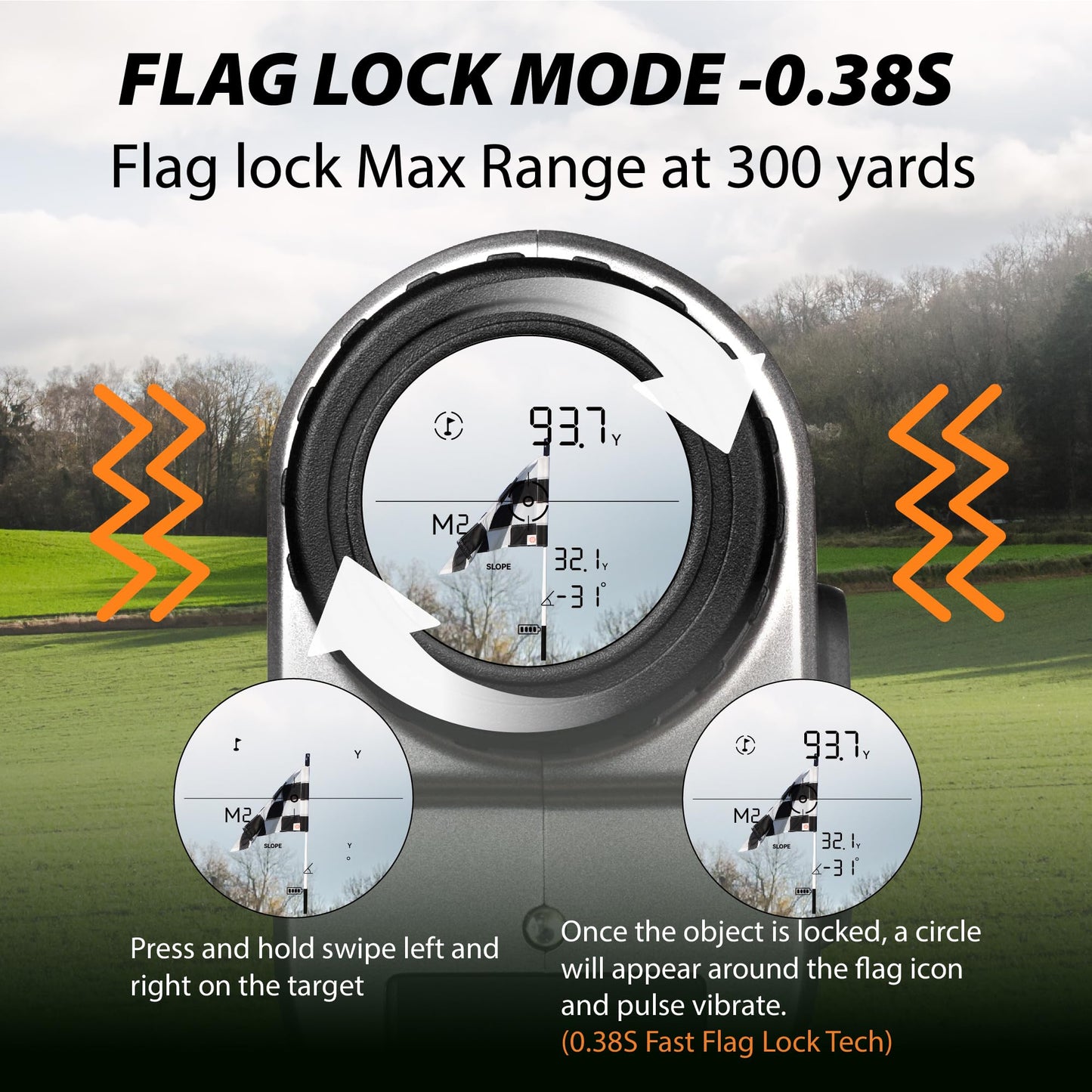 Gogogo Sport Vpro VRP Golf Rangefinder with Slope Switch, 1500/2500 yd, 7X Magnification, Magnet Stripe, ±0.3yd Accuracy, Rechargeable Range Finders for Golfing/Hunting,Golf Accessories