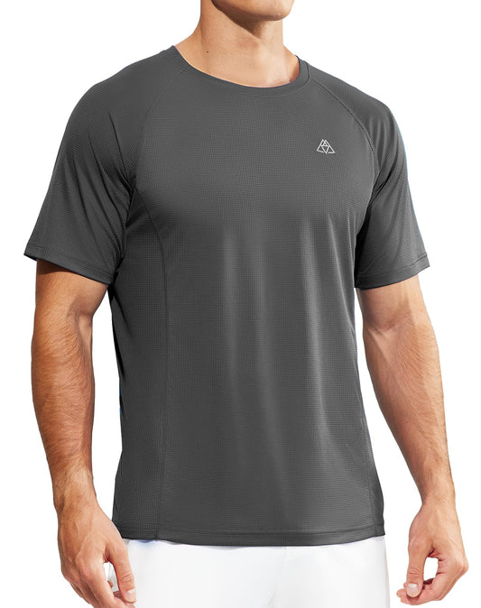 Haimont Men’s Gym T Shirts Short Sleeve Soft Breathable Moisture Wicking Dry Fit Active Sport Tennis Shirts Dark Grey, L