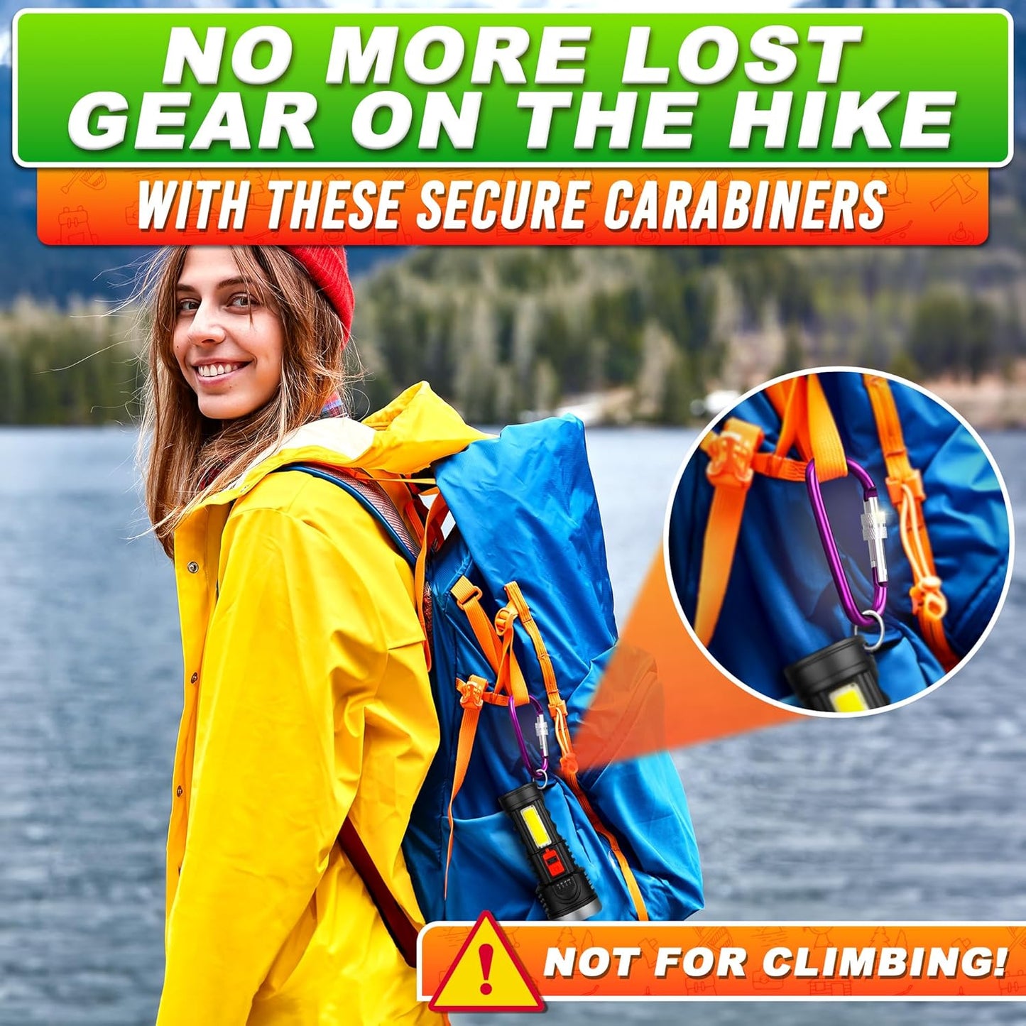 3 Inch Carabiner Clip with Screw Lock - 10 PCs Aluminum Locking Carabiner Clip, Multicolor (Red, Orange, Purple, Blue, White) D Ring for Backpack, Lightweight & Easy to Use, Cool for Camping & Hiking