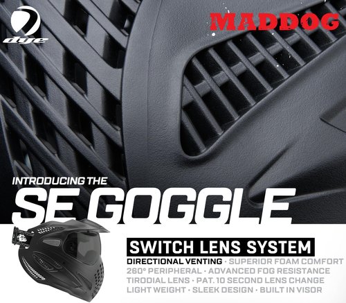 Maddog Dye SE Special Edition Paintball Mask Goggle System | Replaceable SLS Thermal Dual-Pane Anti Fog Lens | Adjustable Full-Face Safety Certified Protection - Black with Smoke Lens
