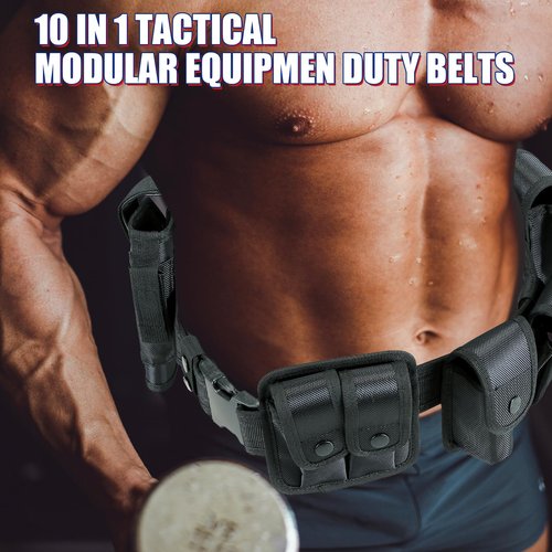 NYXOVA 10 in 1 Police Utility Belt Black Law Enforcement Modular Equipment System Security Military Tactical Duty Utility Belt Versatile Military Modular Equipment System Molded Duty Belt Set