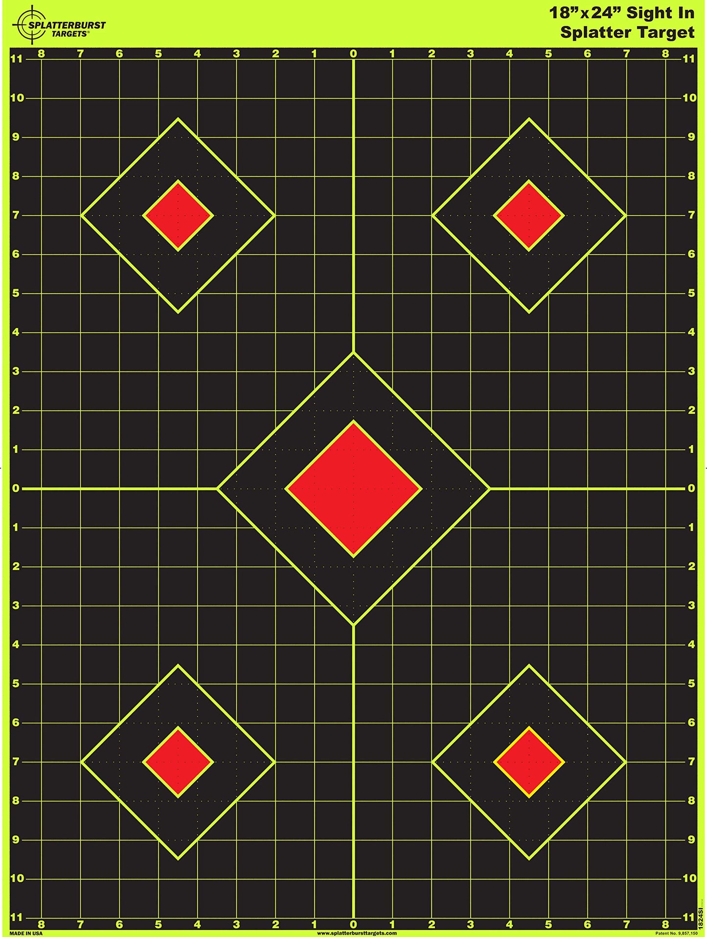 Splatterburst Targets - 18 x 24 inch - Sight in Splatter Target - Easily See Your Shots Burst Bright Fluorescent Yellow Upon Impact - Made in USA (10 Pack)