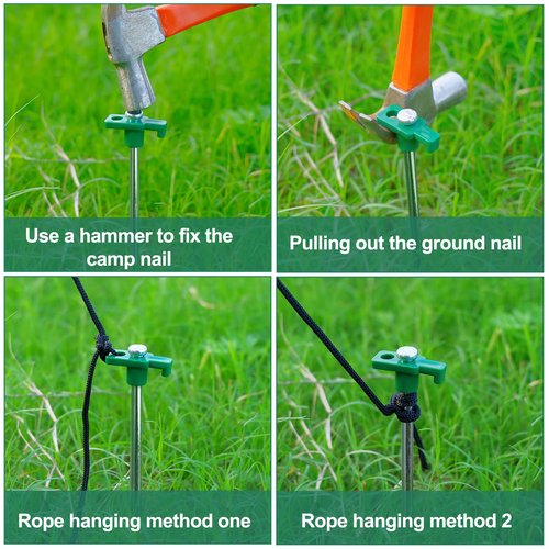Seaponer Hunting Blind Stakes, Heavy Duty Metal Tent Pegs Ground Blind Anchor for Hunt Trip, Hunting Blinds Drilling Stakes for Deer Turkey Dove Bowhunter, 4 Pack