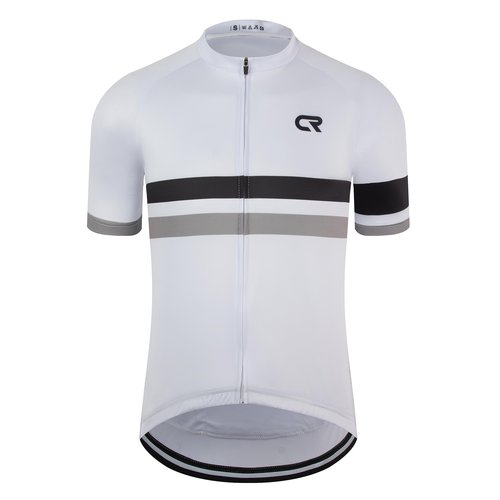 Coconut Ropamo CR Men's Cycling Jersey Short Sleeve Road Bike Cycling Shirt with 3+1 Zipper Pockets Breathable Quick Dry (White, L)