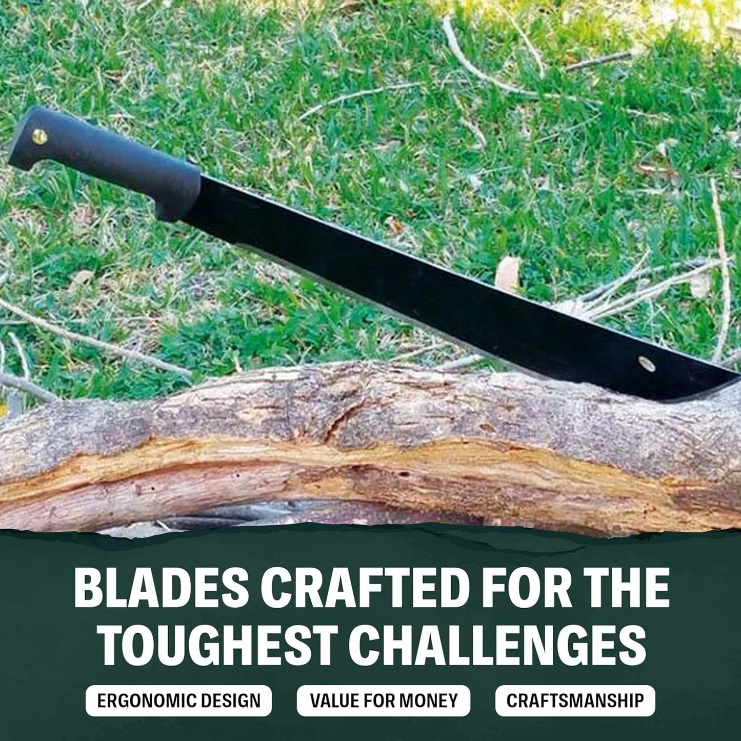 Condor Tool & Knife El Salvador Machete with Polypropylene Handle and Leather Sheath - 18 inch Full Tang 1075 High Carbon Steel Fixed Blade - Heavy Duty for Outdoor, Survival, and Camping - 32.5 oz