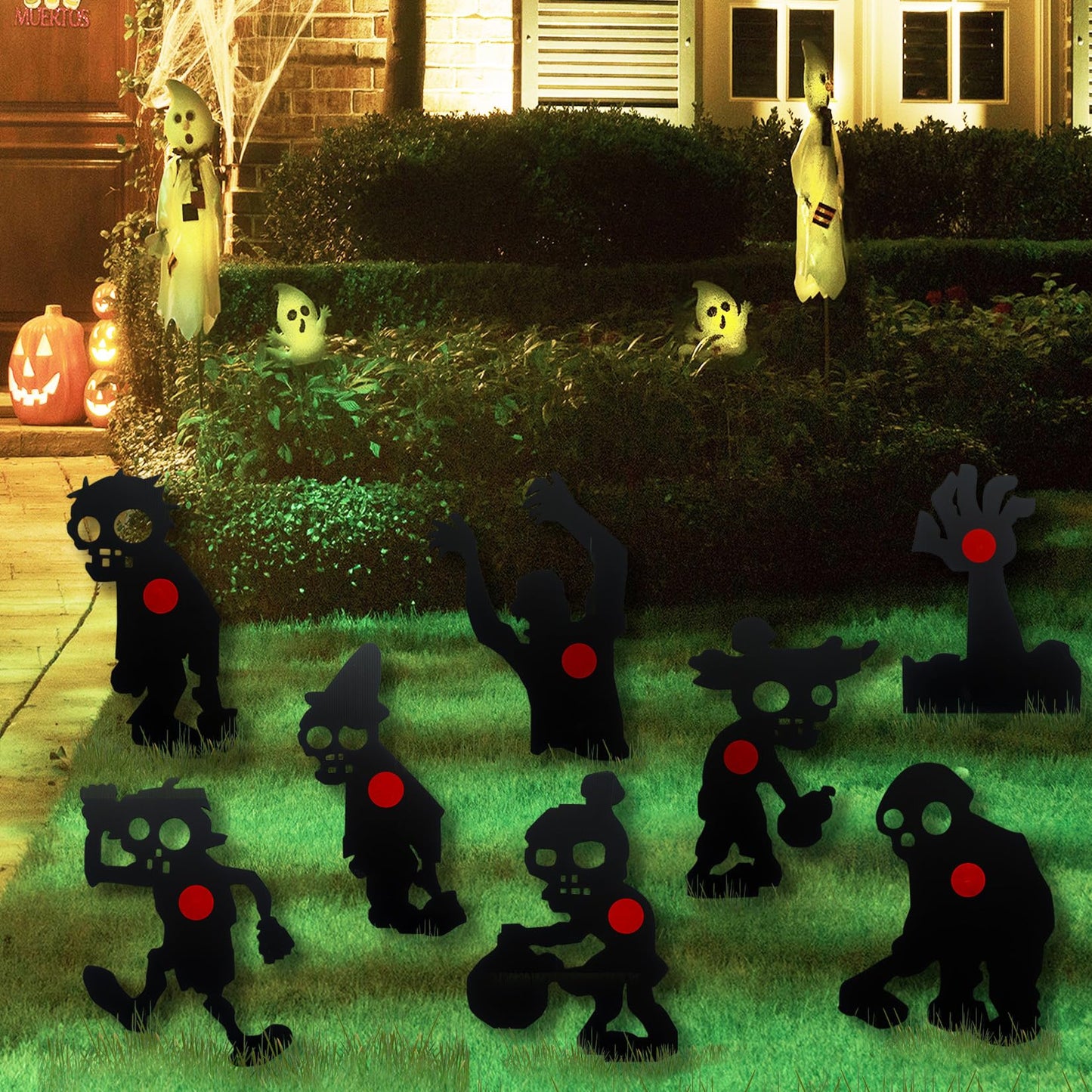 8 Zombie Waterproof Target, 12 * 16 Inch Different Black Skeleton Targets for Backyard, Field, Range Silhouette Targets with Stakes