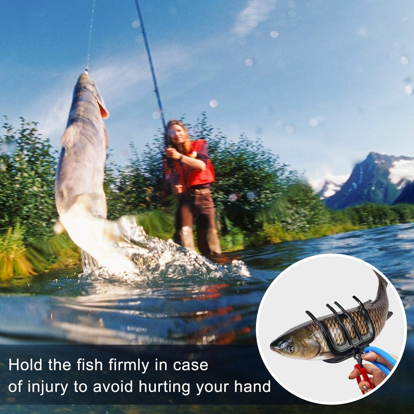 3 Claw Fish Gripper, 2024 Upgraded Metal Fishing Pliers Gripper, Multifuctional Fish Grippers for Fishing, Fish Grabber Tool for Most Freshwater Fish and Crab