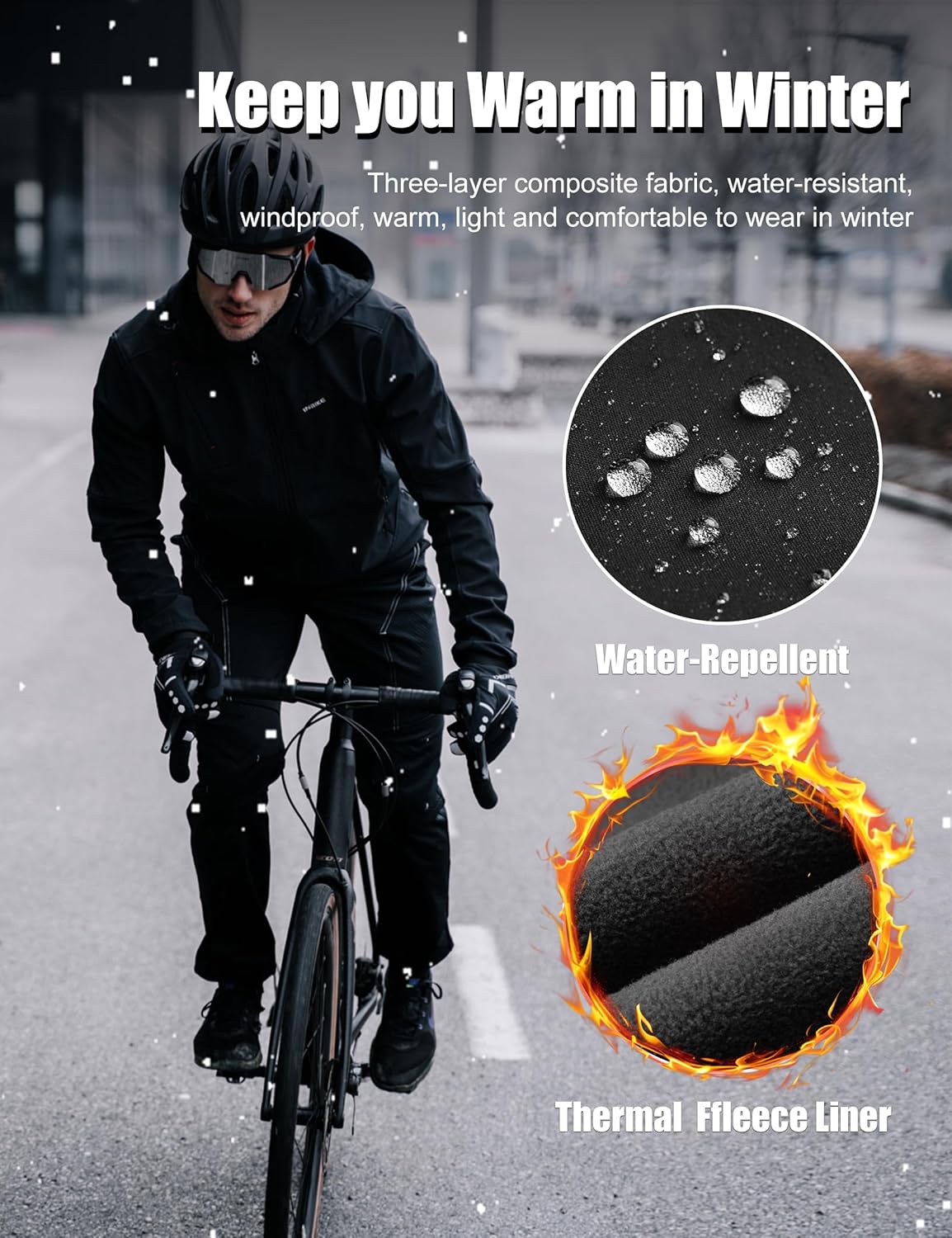 INBIKE Cycling Running Pants Jogger Winter Windproof Long Straight Sweat Pants Black