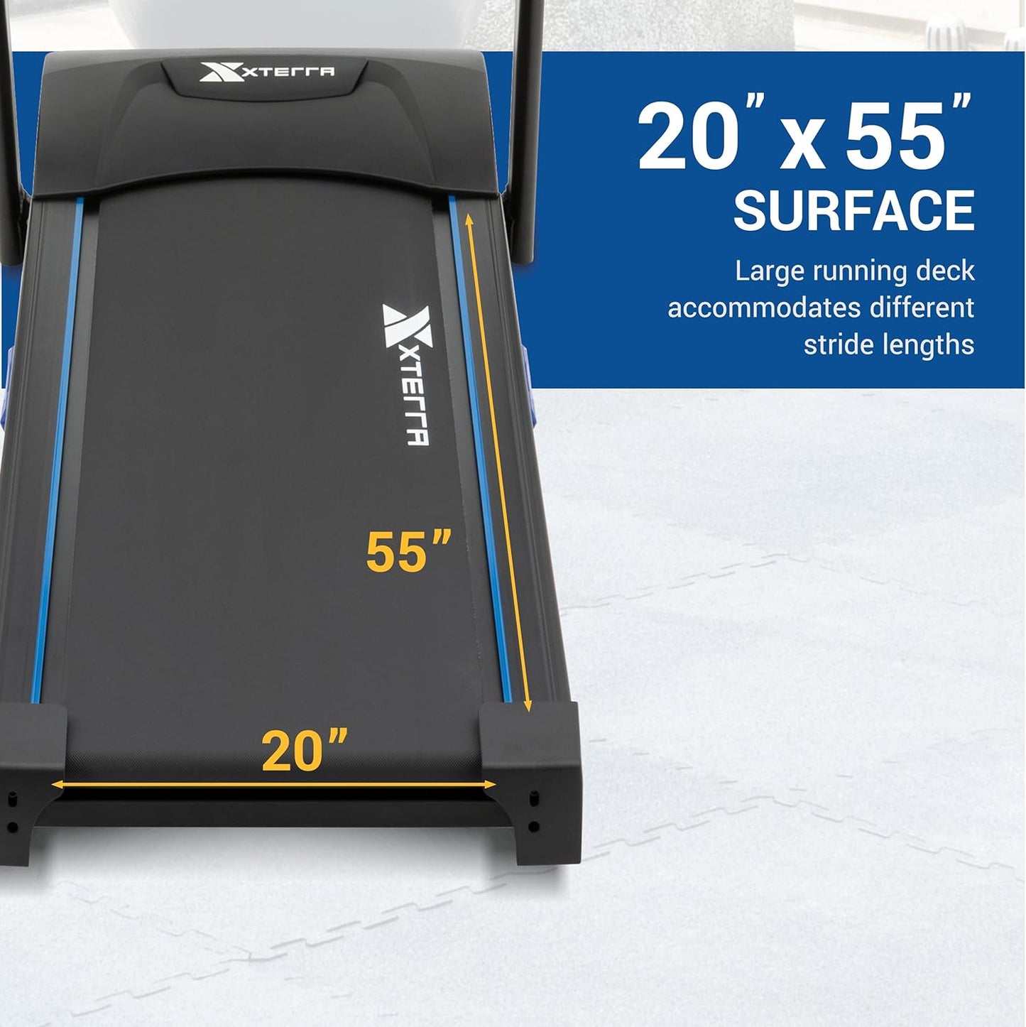 XTERRA Fitness Sport Series Premium Folding Smart Treadmill, Handlebar Speed and Incline Controls, Large XTRASoft Cushioned Running Deck, Built-in FTMS-Enabled Bluetooth with XTERRA+ Fitness App