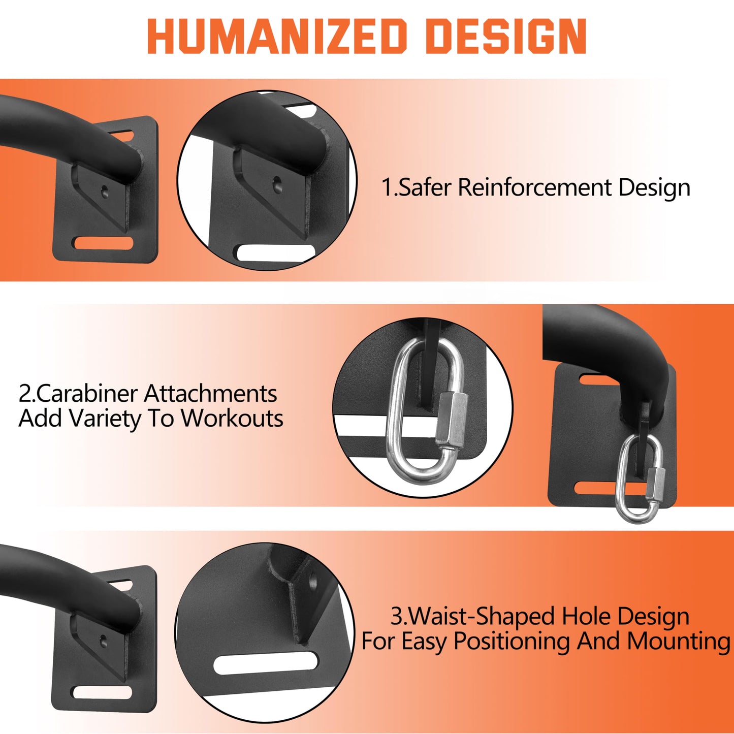 36" Heavy Duty Pull Up Bar Wall/Joist Mounted, 600 LB Capacity, Multi-Grip Bar for Garage & basement rafter Use - All-in-One Workout with Carabiners & Space-Saving Design