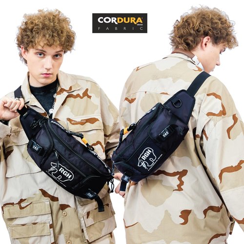 Rough Enough Tactical Fanny Pack Large Waist Bag for Men Crossbody, 5L, Waterproof Cordura Black, Fishing Hiking Hunting Travel