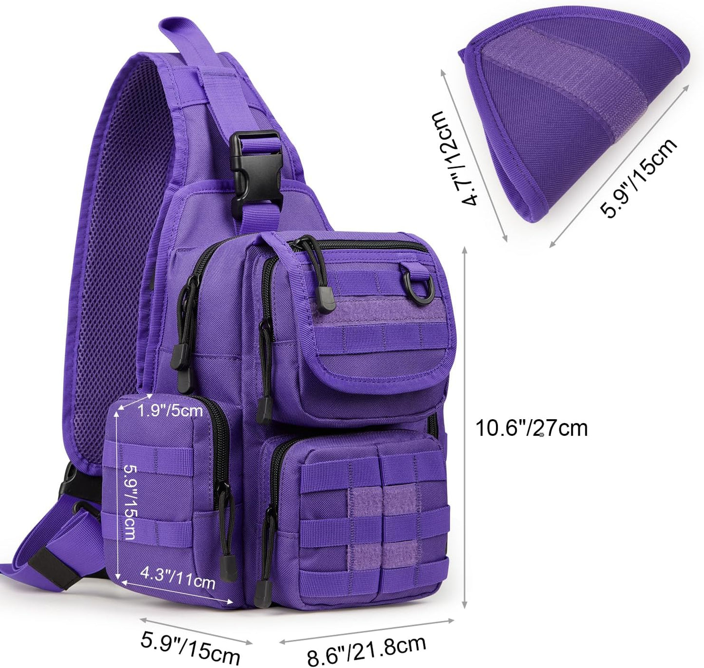 G4Free Tactical EDC Sling Bag Pack with Adjustable Holder Sling Shoulder Assault Range Backpack(Black)