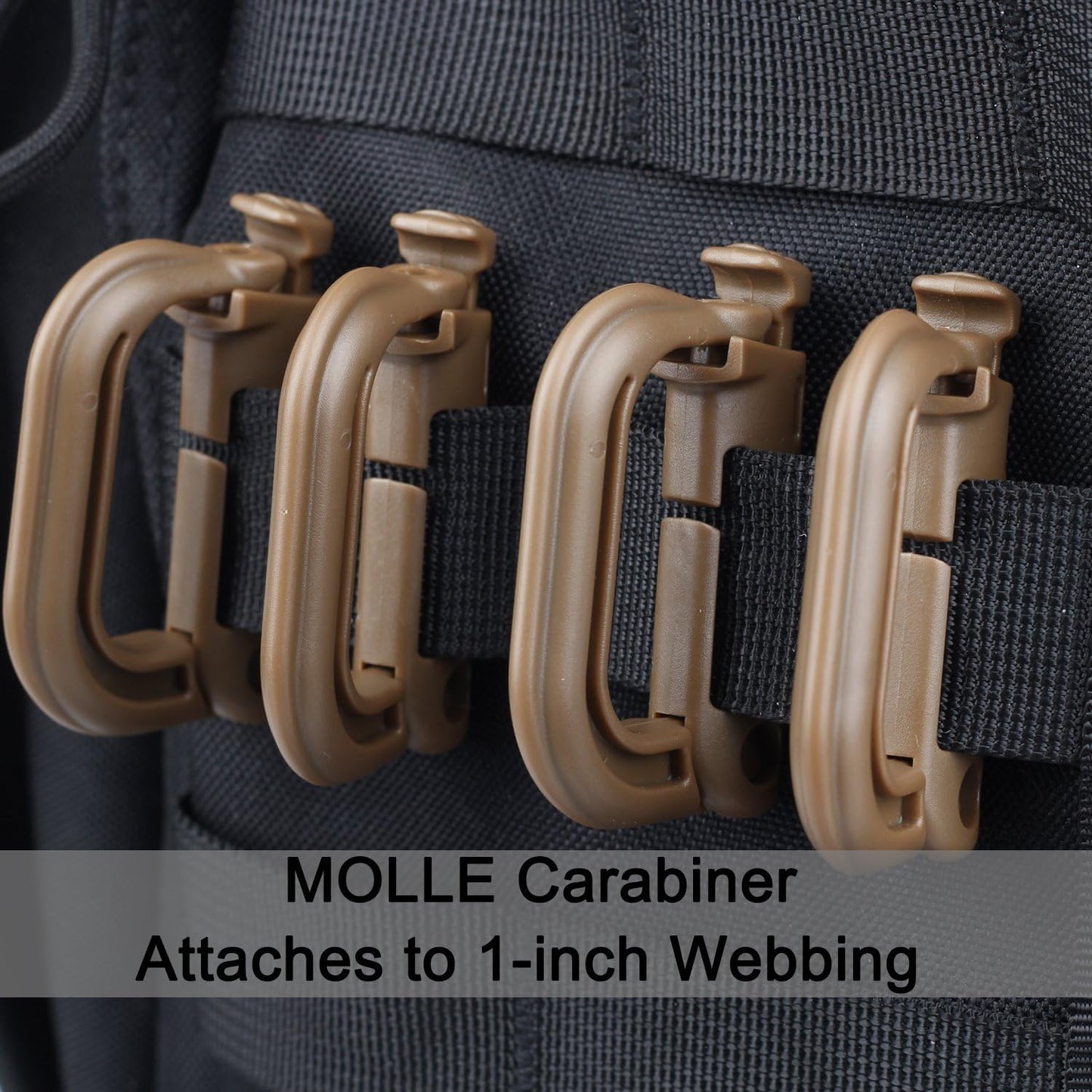 XTACER Tactical Multipurpose Small D-Ring Locking Hanging Hook Tactical Link Snap Keychain Button Release for Molle Webbing (Set of 10)