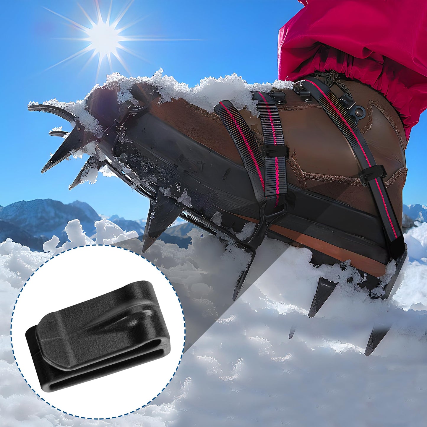 Adnee 20 Pack Snowshoe Strap Clips - 0.8 inch Ski Boot Wraps Buckle - Multipurpose Snowshoes Replacement Clips for Women Men Youth Kids Snowshoe Bindings