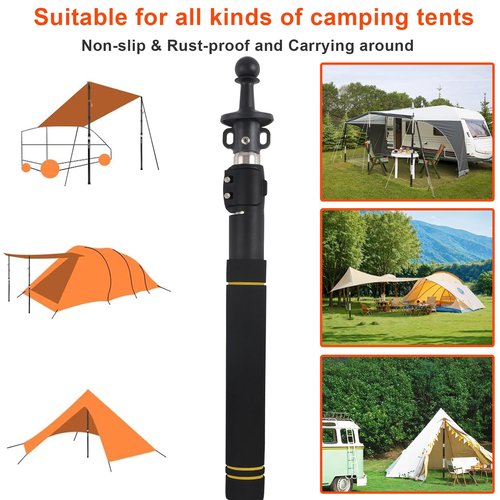 Tent Poles Replacement Heavy Duty, 4-7ft Telescoping tent poles for tarp with Steel Rod Adjustable Tarp Poles for Tarp Suitable for Canopy Awning Car Camping Convenient Carrying 1-Piece Set.(7ft)