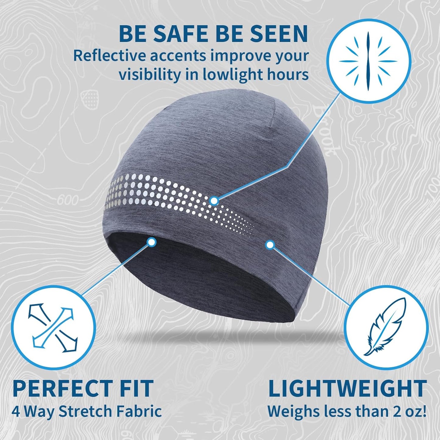 TrailHeads Ponytail Hat - Adrenaline Series | Women’s Running Beanie with Reflective Accents | Black Skull Cap