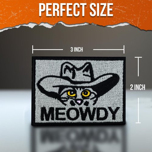 backtime Meowdy Embroidered Patch, Tactical Military Morale Patch with Hook Fastener Backing, Funny Applique Humor Patch for Backpacks, Bag, Uniforms, Jeans, Jackets, Vests, Hats, Helmet