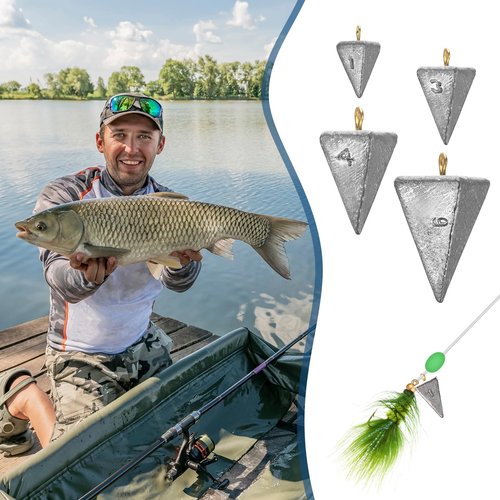 Zhanmai 42 Pcs Fishing Weights Sinker Kit Rig Fishing Weights Sinker Weights Pyramid Sinker Saltwater Fishing Sinkers Bass Fishing Casting in 1 oz, 3 oz, 4 oz, 6 oz