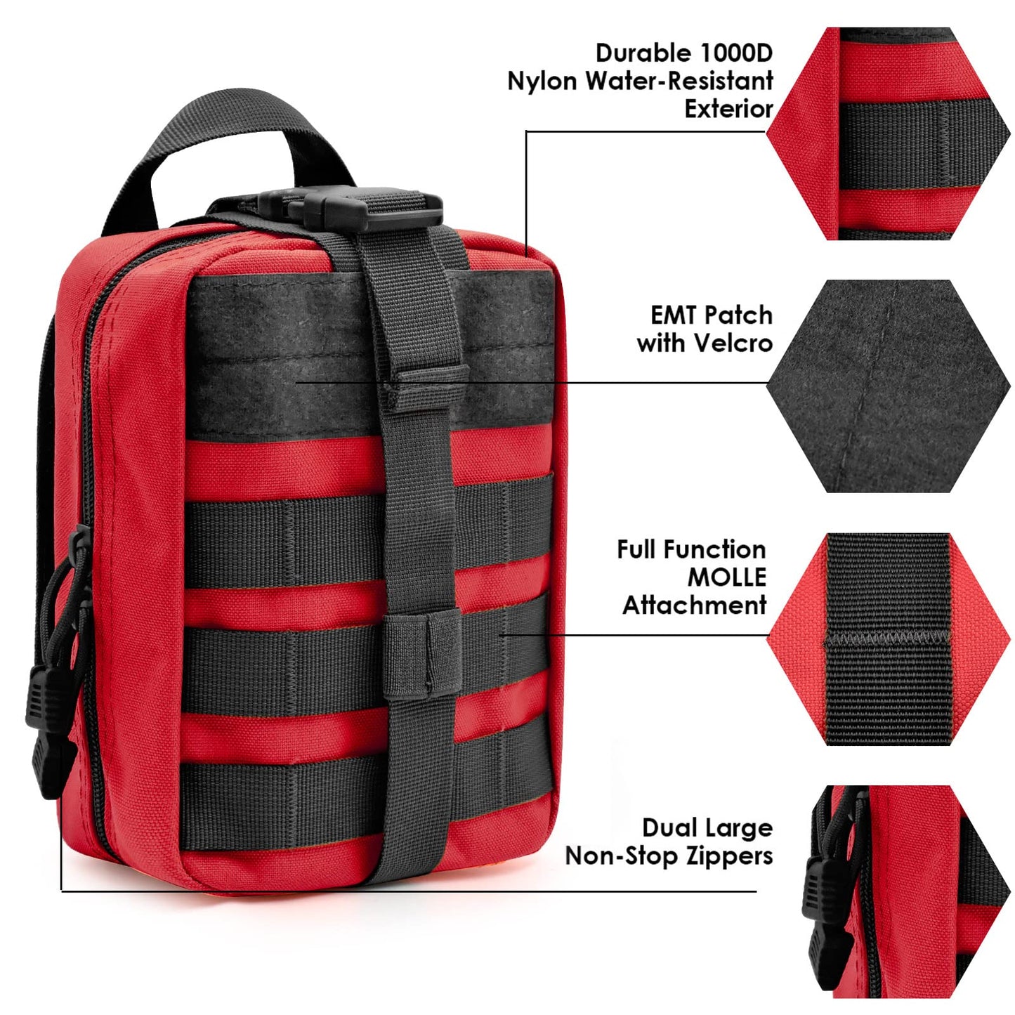 Gogoku 2-Pack First Aid Pouch 1000D Nylon Tactical Molle Medical Pouch Utility Pouch for Outdoor Activities Medical Supplies Bag Only Red