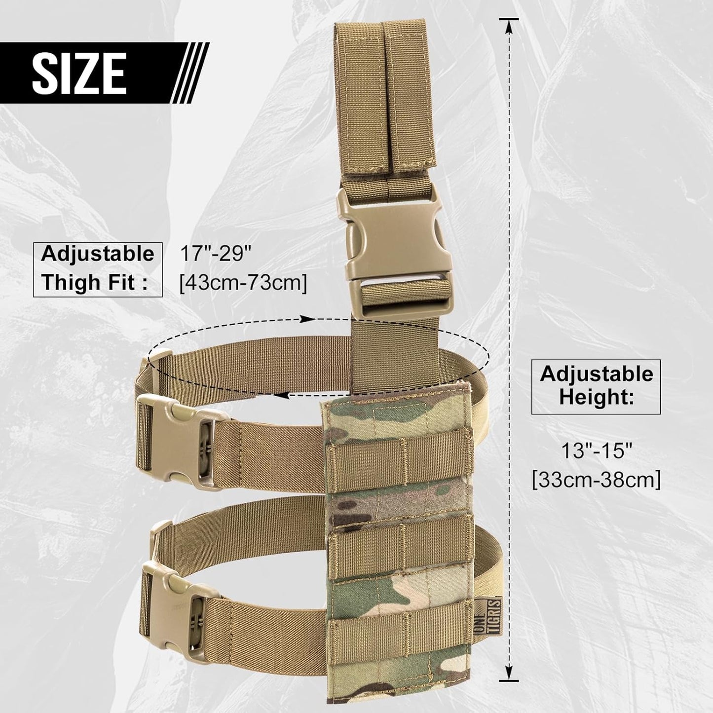 OneTigris Mini Molle Panel for Tools, Drop Leg Platform Minimalist Adjustable Thigh Rig for Flashlight Green