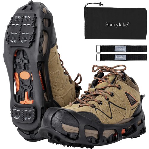 Starrylake Ice Snow Traction Cleats with 24 Steel Studs Crampons Anti Slip for Walking, M
