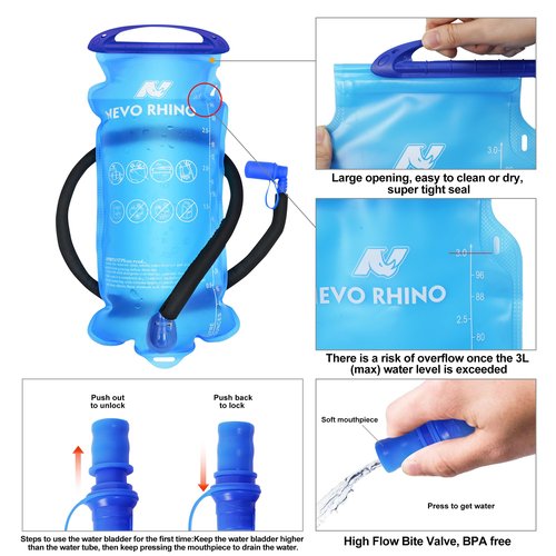 N NEVO RHINO Lightweight Hydration Backpack, 12L+2L Water Bladder, 18L+3LBladder, HydrationHydro Water Daypack for Cycling Hiking Rave