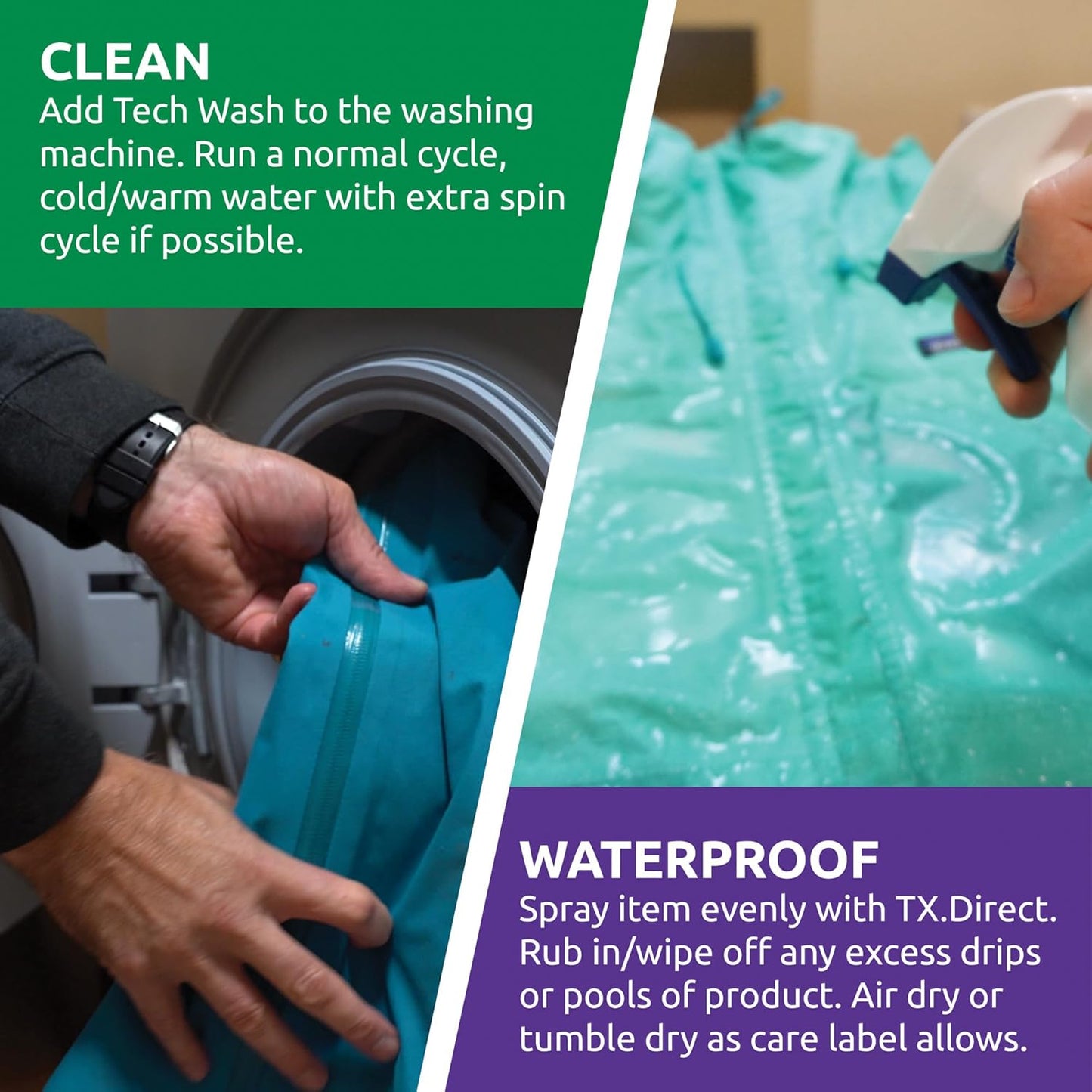 Nikwax TX.Direct Spray-On Waterproofing, 500ml, High Performance Waterproofing Renewal Treatment Restores DWR Water Repellency in Jackets, Outerwear, Rain, Ski and Snow Gear