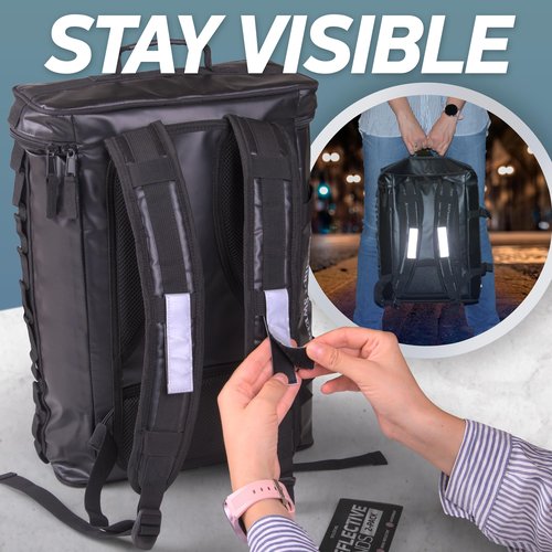 Byllstore Reflective Backpack Bands | 3M Scotchlite Reflectors | Hook-and-Loop Closure | 1x4 in | 2-Pack (Silver)