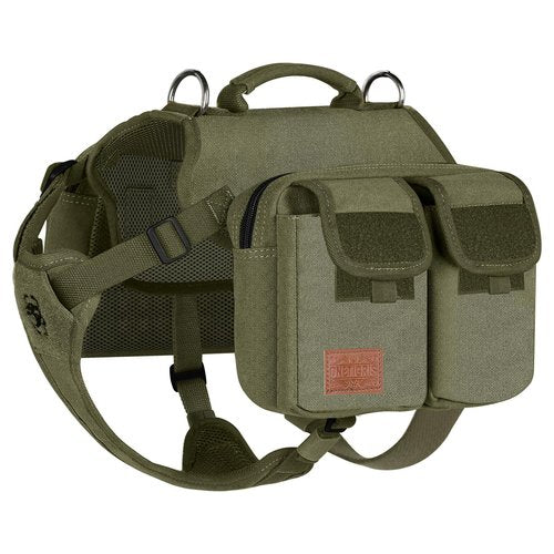 OneTigris Dog Hiking Backpack, Dog Pack for Medium Large Dogs, HOPPY CAMPER 3.0 Dog Saddle Bag Harness Outdoor Hiking (M, Green)