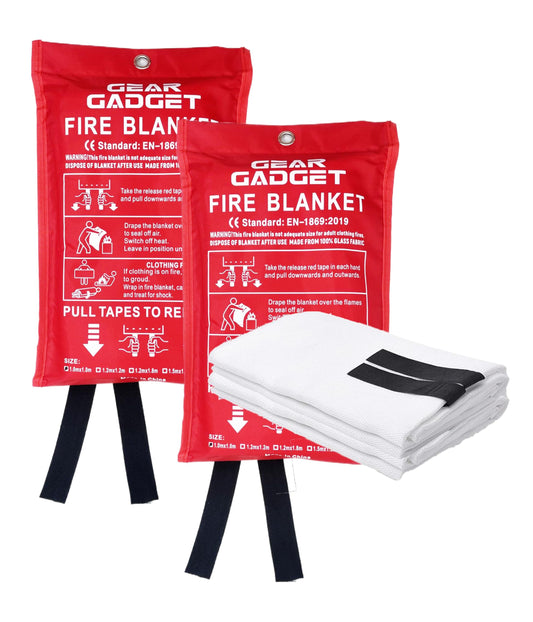 GEARGADGET Emergency Fire Blanket for Home and Kitchen Fire Extinguishers for The House x2 Prepared Fire Blankets 1m² Emergency Fire Blanket Quick Release in Case for Home Office Car