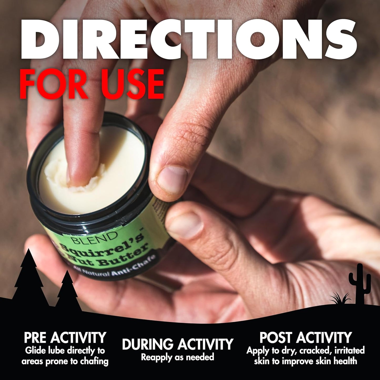 Squirrel's Nut Butter Anti Chafe Tub | All Natural Chafe Prevention & Skin Care for Athletes, Runners & Adventurers | Thighs, Arms, Pack Straps & More | 2.0 oz
