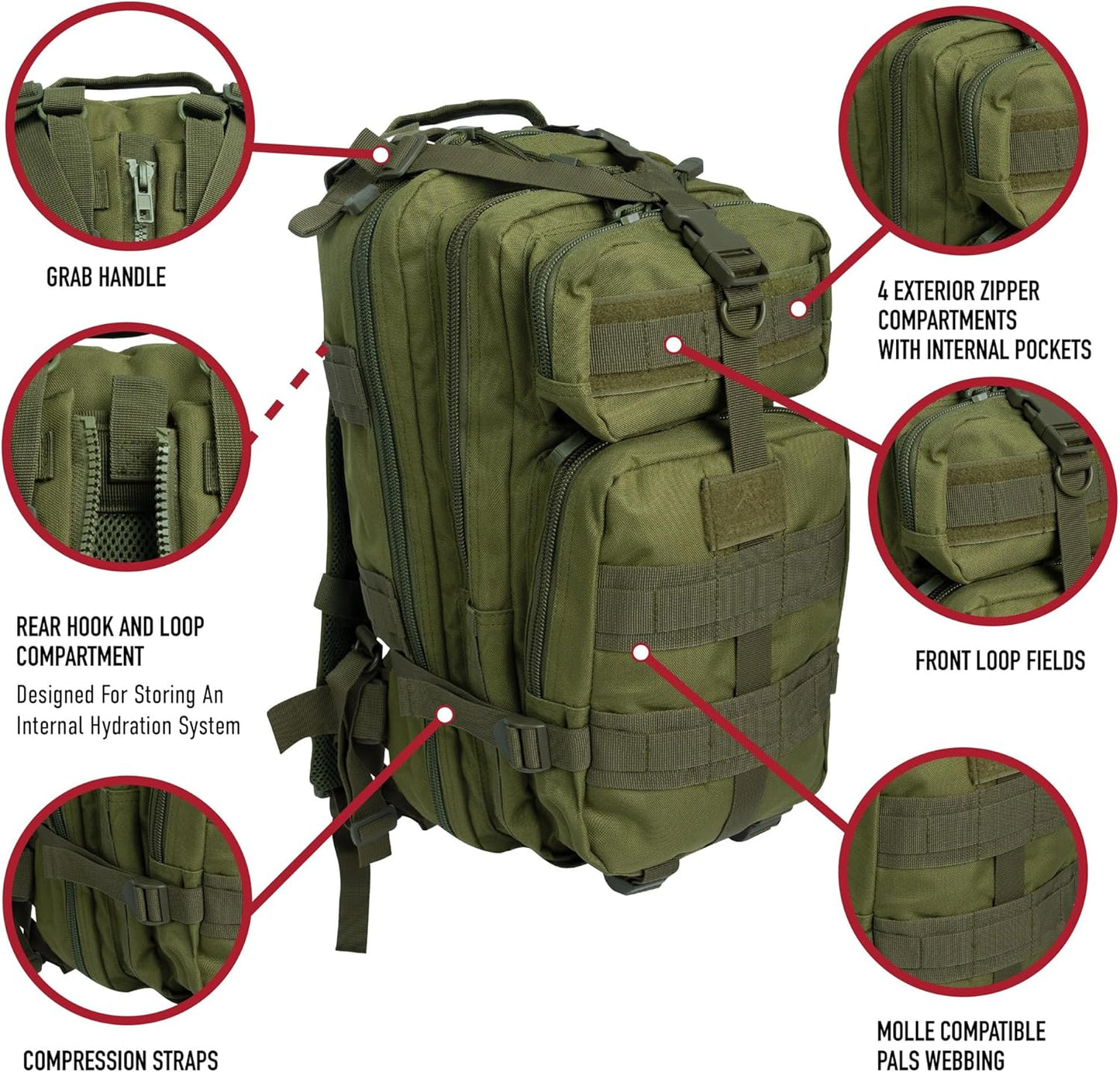 Rothco Convertible Medium Transport Pack – Tactical Backpack Outdoor Hiking MOLLE Bag