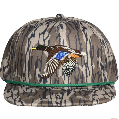 EDTREK Performance Outdoorsman Snapback Truck Hat with Flat Brim - Unique Animal Embroidery (Flying Duck with Rope - Bottomlands)