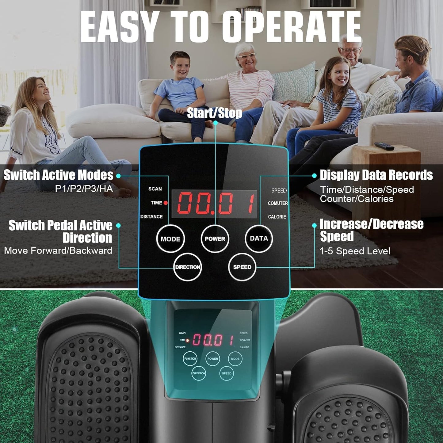 ANCHEER Under Desk Elliptical Machine, Electric Seated Pedal Exerciser, Mini Elliptical Machines for Seniors, LCD Display Monitor, Remote Control, Leg Exerciser for Home (Training Purple)