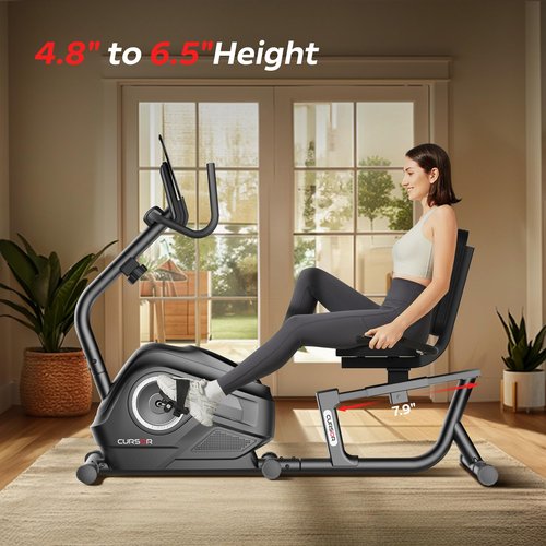 CURSOR FITNESS Recumbent Exercise Bike, Stationary Bikes for Home with Adjustable Seat, 16-Level Magnetic Resistance Recumbent Exercise Bike for Home Gym Cardio Workout Training