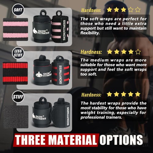 SKDK Wrist Wraps- Wrist Straps for Weightlifting with Thumb Loop,12" 18" 21" Professional Wrist Straps for Wrist Support,Powerlifting,Strength Training,Bodybuilding,Men & Women(Pair)