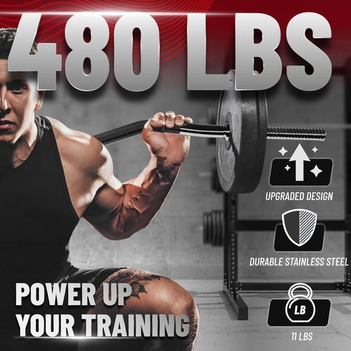 YES4ALL 480lbs Black EZ Curl Bar, 47 Inches Curling Barbell, 1 Inch Weight Lifting Bars for Bicep Tricep, 2 Star Collars