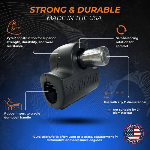 DUALBELL Superset Dumbbell Converters- for 1" bars- hold up to 500lbs- Dumbbell to Barbell Adapters -Connect dumbbells to a 1" standard diameter bar to use in place of weight plates (Black)