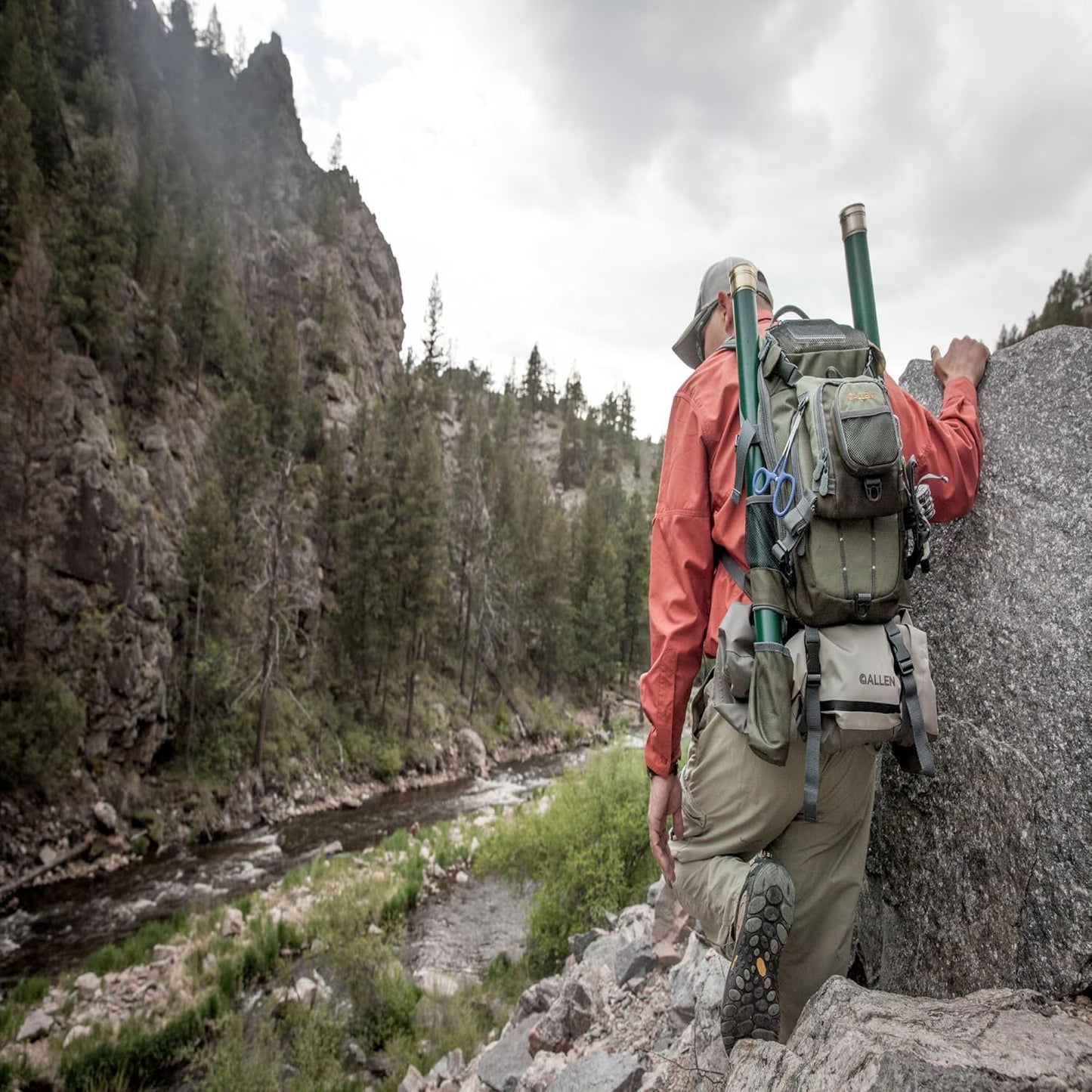 Allen Company Ultra-Light Gallatin Strap Pack Fishing Vest, Fits up to 4 Tackle/Fly Boxes, 14 Accessory Pockets