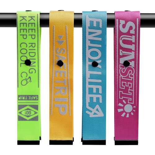 CYSKY 4 PCS Bicycle Riding Reflective Strap, Saddle/Handlebar/Frame Decoration Strap, Reflective Safety Warning Pendant for Night Riding (4 Pieces)