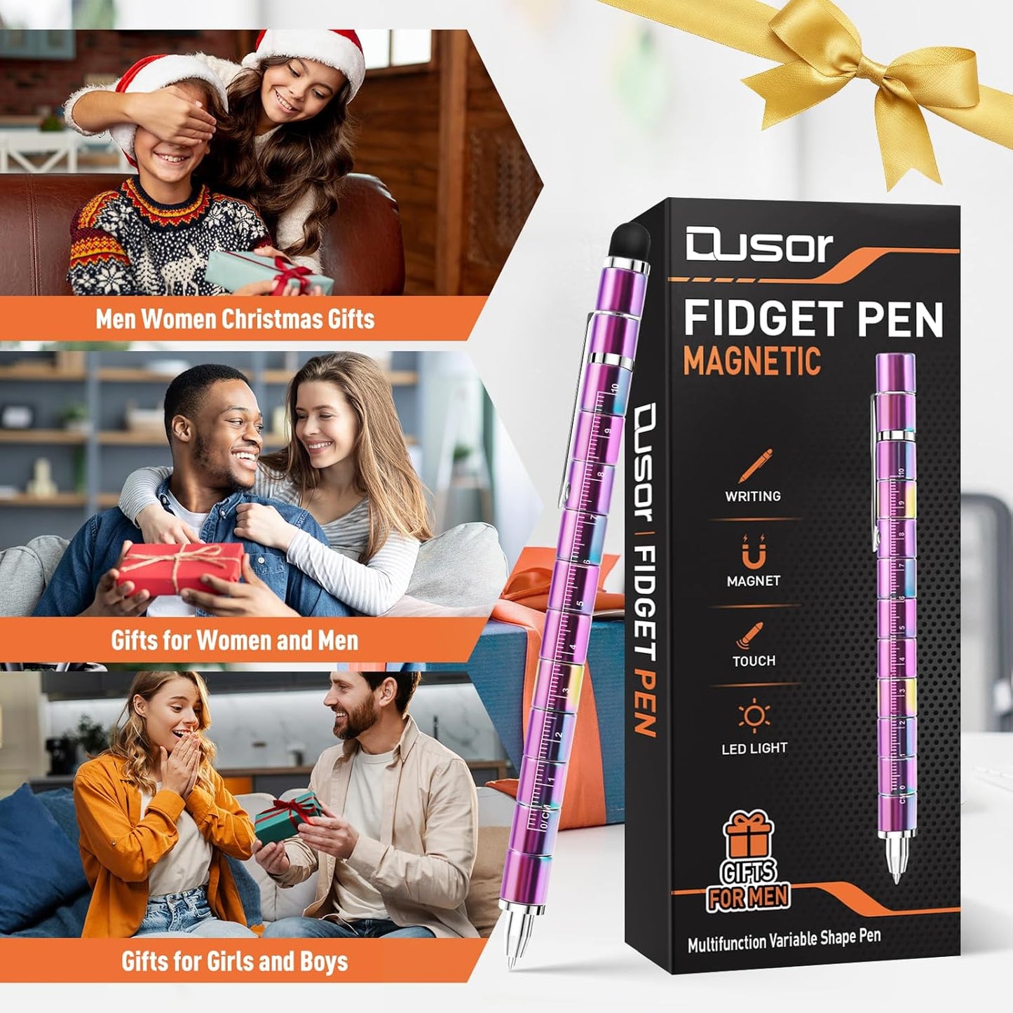 Gifts for Men Fidget Pen, Stocking Stuffers for Teens, White Elephant Gifts for Adults, Anniversary Birthday Gift for Men Him Husband Teenage Boy Brother, Mens Gift for Christmas Multifunction Pen