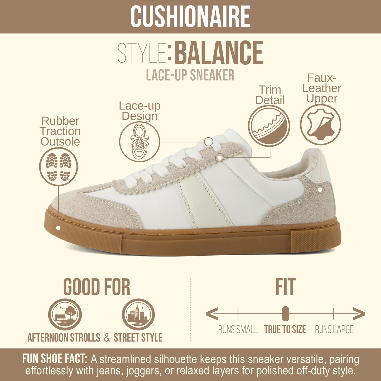 CUSHIONAIRE Balance Womens Sneakers, Casual Tennis Shoes for Women with Memory Foam and Slip Resistant Outsole