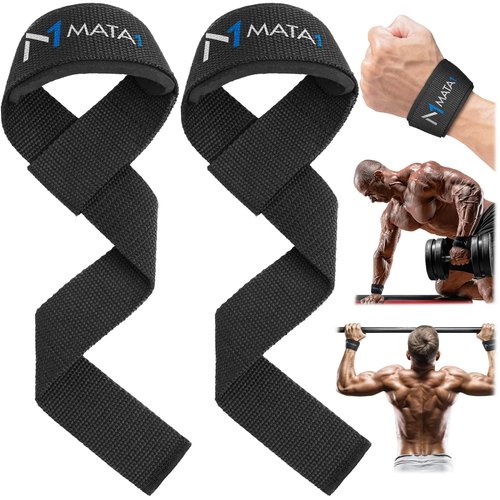 Wrist Straps for Weight Lifting (1 Pair, Black), Premium Hand Grips for Bodybuilding, Deadlifts & Intense Gym Workouts, Padded Wrist Support for Ultimate Grip Strength by Mata1-USA