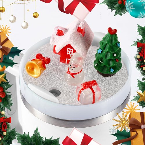Gosknor Christmas Cup Lid Accessories Charms for Stanley Cup H2.0 30oz, Snowman Leak-Proof Silicone Straw Lid Xmas Straw Toppers Cover Cap Compatible with Stanley Tumblers Accessories